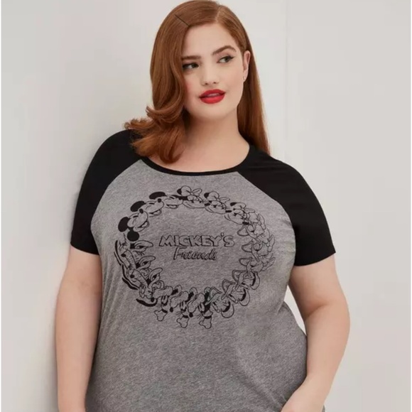 Torrid Disney Mickey & Friends Raglan - Grey size 1X (14-16) - Picture 1 of 8